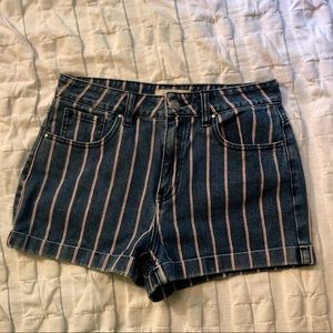 PacSun High Waist Mom Short Red/White Stripe